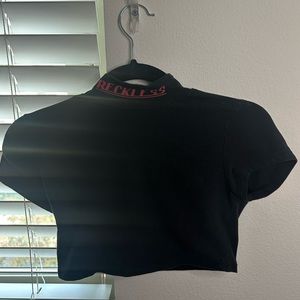 Black turtle neck women’s crop top, fitted, strechy